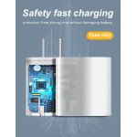 Wholesale USB-A and USB-C 2.4A Dual 2 Port House Wall Charger for Phone, Tablet, Speaker, Electronic (Wall - White)